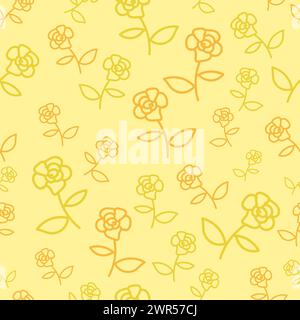 vector hand drawn colorful flowers  seamless pattern perfect for wrapping paper, invitations, kitchen tea, paper plates, napkins, stationary, wallpape Stock Vector