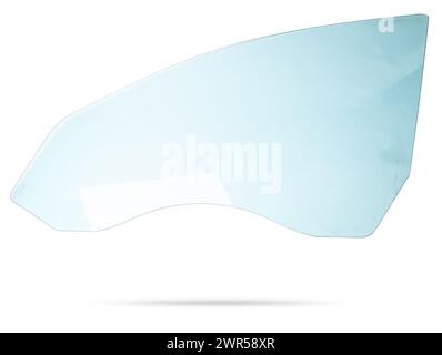 Car side glass with black tined film from the door for installation and replacement in a vehicle service. Auto parts catalog. Stock Photo