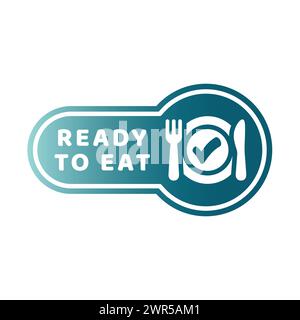 Ready to eat vector label. Colorful product sticker. Stock Vector
