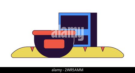 Checkout grocery 2D linear cartoon object Stock Vector