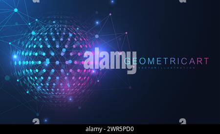 Quantum computing. Quantum processing. Artificial intelligence quantum computer technology concept. Future new technology for business or science Stock Vector