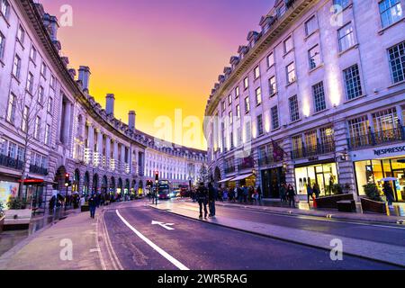 Regents street at sunset, London, England Stock Photo