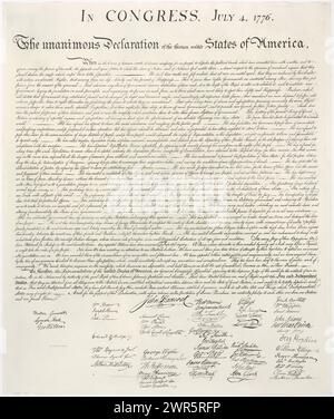 United States Declaration of Independence, created in June–July 1776. This is the reproduced version by William J. Stone in 1823. Stock Photo