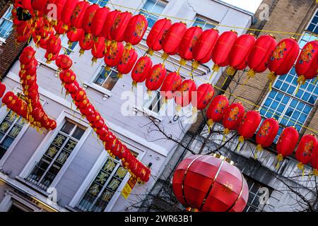 Chinatown, London UK, March 08 2024, Chinatown Soho London Popular Tourist Destination Colourful And Vibrant Community Stock Photo