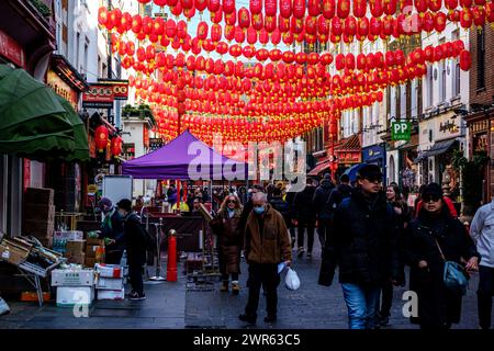 Chinatown, London UK, March 08 2024, Chinatown Soho London Popular Tourist Destination Colourful And Vibrant Community Stock Photo