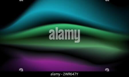 Abstract color waves with a gradient on a dark background. The illusion of dynamic space Stock Vector