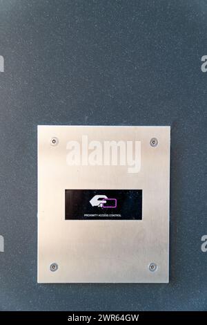 VIP contactless card reader to unlock security control at a building entrance Stock Photo
