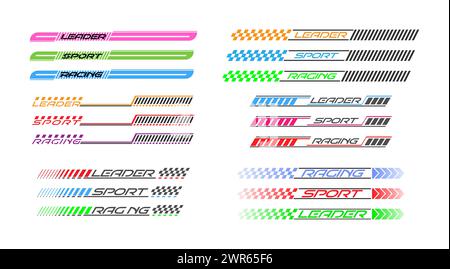 A set of colored stickers, patches or banners for tuning, clothing, prints and thematic design Stock Vector