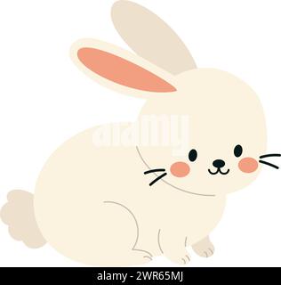 Adorable boho Easter bunny. Cartoon rabbit character for kids cards, baby shower, invitation, poster. Vector stock illustration Stock Vector