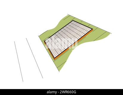 Rooftop solar energy system 2D linear cartoon object Stock Vector