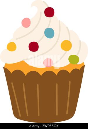 Cute boho cupcake. Sweet dessert for kids cards, baby shower, invitation, poster. Vector stock illustration in childish style Stock Vector