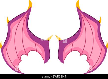 Cartoon dragon wings. Angel devil dragon bat fairy tail mythical ...