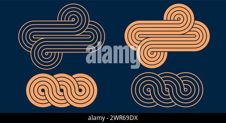 Geometric lines zen patterns. Abstract black arches and shapes. Balance figures with linear outline strokes design. Nordic boho minimal organic Stock Vector