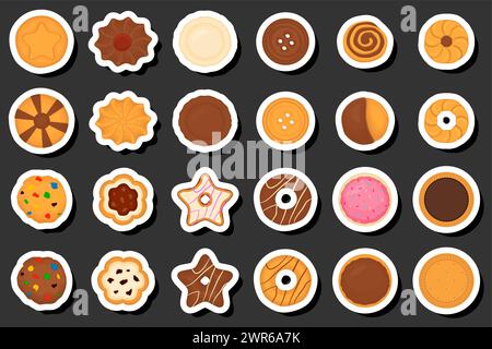 Illustration on theme fresh sweet tasty cookie of consisting various ingredients, cookie of different edible food, design cookie this cool meal for re Stock Vector