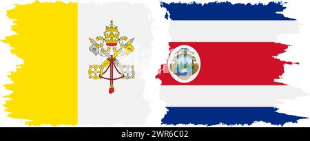 Costa Rica and Vatican grunge flags connection, vector Stock Vector