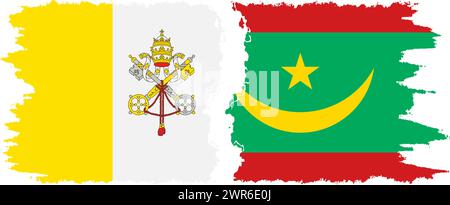 Mauritania and Vatican grunge flags connection, vector Stock Vector