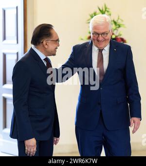 11 March 2024, Berlin: Federal President Frank-Walter Steinmeier (r ...