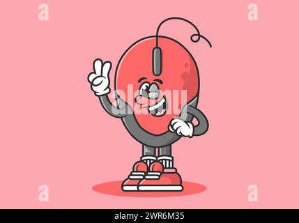 Cartoon computer mouse pointing with his finger Stock Vector Image ...