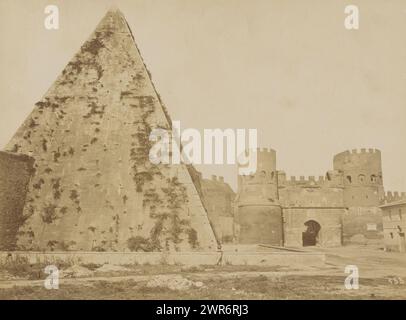 Pyramid of Cestius in Rome, Italy, Piramide di Caio Cestio (title on object), Roma (series title on object), anonymous, Rome, 1851 - 1890, cardboard, albumen print, height 255 mm × width 356 mm, photograph Stock Photo