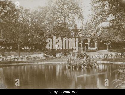 View of a park with pond, probably in Leeuwarden, anonymous, Leeuwarden, 1890 - 1910, photographic support, height 124 mm × width 173 mm, height 144 mm × width 194 mm, photograph Stock Photo