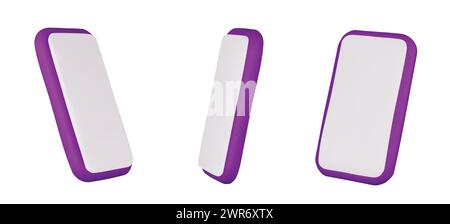 Vector 3d smartphones set in a minimalist style. Modern smartphone mockup with blank screen. Stock Vector