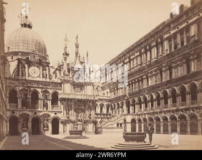 Courtyard of the Doge's Palace in Venice, Italy, Cortile of Palazzo Ducale Venezia (title on object), anonymous, Venice, 1872, cardboard, albumen print, height 291 mm × width 390 mm, photograph Stock Photo