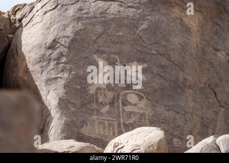 Rock inscriptions on Sehel Island, Aswan, Egypt, Stock Photo