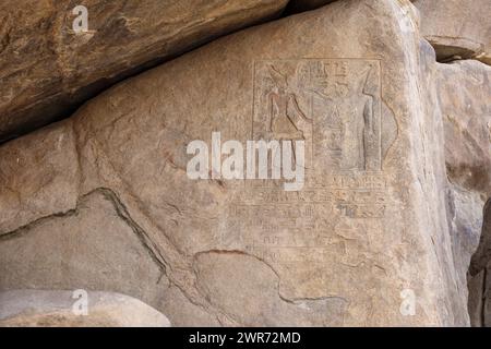 Rock inscriptions on Sehel Island, Aswan, Egypt, Stock Photo