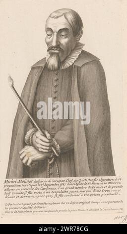 Portrait of Miguel de Molinos after his conviction in 1687, print maker: Johann Hainzelmann, publisher: Johann Hainzelmann, Paris, 1687, paper, engraving, height 292 mm × width 158 mm, print Stock Photo