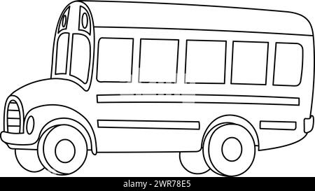 Outlined school bus, Vector line art illustration coloring page. Stock Vector