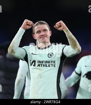 Conor Gallagher of Chelsea celebrates the victory. - Crystal Palace v Chelsea, Premier League, Selhurst Park Stadium, Croydon, UK - 12th February 2024. Editorial Use Only - DataCo restrictions apply. Stock Photo