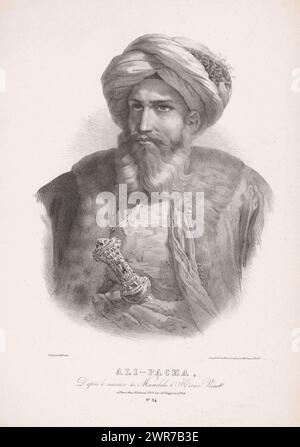 Portrait of Mohammed Ali of Egypt, Ali-Pacha (title on object), print maker: Auguste Toussaint Lecler, after painting by: Horace Vernet, printer: Jean Marie Joseph Bove, Paris, 1825, paper, height 453 mm × width 328 mm, print Stock Photo