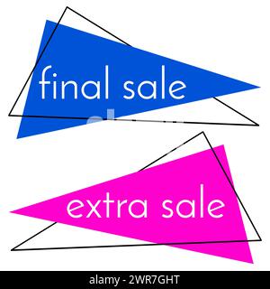 Final sale blue banner and extra sale pink banner on white background.  Vector background with colorful design elements. Vector illustration. Stock Vector