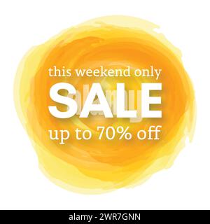 Sale this weekend only up to 70% off sign Stock Vector