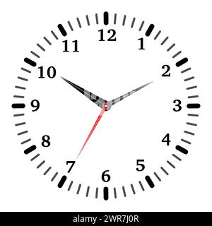 Vector illustration of mechanical clock. Clock face on white background. Stock Vector