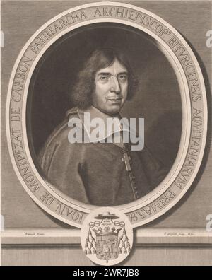 Portrait of Jean de Montpezat de Carbon, print maker: Jacques Grignon, after painting by: Blanvin, 1671, paper, engraving, height 339 mm × width 271 mm, print Stock Photo