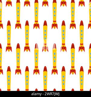Seamless pattern with space rocket. Vector illustration. Stock Vector