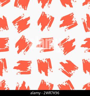 Seamless pattern with red hand drawn scribble smear on white background. Abstract grunge texture. Vector illustration Stock Vector