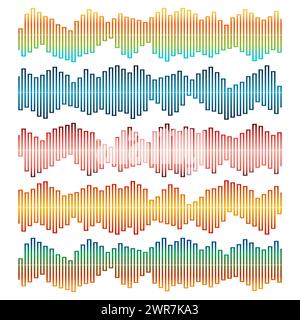 Sound waves vector set. Audio equalizer. Sound & audio waves isolated on white background. Stock Vector