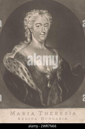 Portrait of Maria Theresia, Roman-German empress, print maker: Robert Smitscher, after painting by: Jan Baptist Vanini, 1740 - 1799, paper, height 351 mm × width 245 mm, print Stock Photo