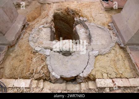 Quedlinburg, Germany. 11th Mar, 2024. The site of a baptismal font of ...