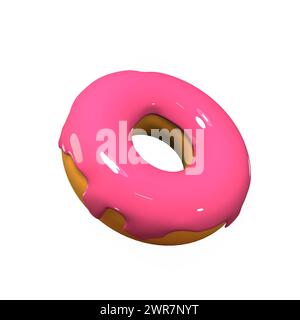 cartoon donut icon on a white background 3d rendering. Stock Photo