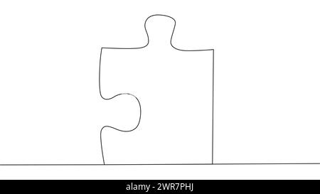 One line connecting puzzle pieces in one continuous line. Puzzle element Stock Vector