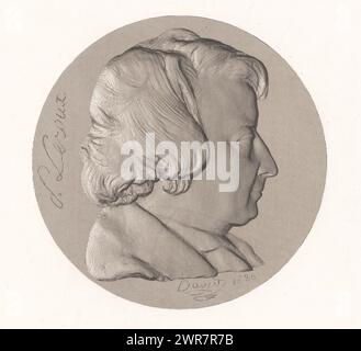 Medal with portrait of F. Leroux, F. Leroux (title on object), Series of medallions with prominent figures from the early nineteenth century (series title), print maker: Achille Collas, (possibly), print maker: Pierre Jean David d'Angers, France, in or after 1838, paper, height 243 mm × width 210 mm, print Stock Photo