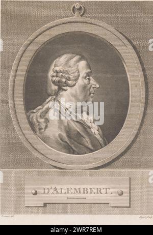 Portrait of Jean le Rond d'Alembert, D'Alembert (title on object), print maker: Simon Charles Miger, after drawing by: Restout, 1746 - 1820, paper, engraving, etching, height 266 mm × width 188 mm, print Stock Photo