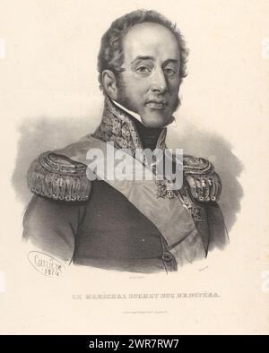 Portrait of Marshal Louis-Gabriel Suchet, Le Maréchal Suchet duc d'Abuféra (title on object), print maker: Antoine Fulcrand Carrière, printer: Jean Vincent Marie Dopter, Paris, 1834, paper, height 471 mm × width 331 mm, print Stock Photo