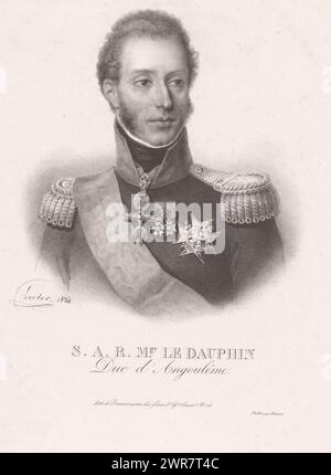 Portrait of Louis Anton of Bourbon, S.A.R. M.gr le Dauphin, Duc d'Angoulême (title on object), print maker: Auguste Toussaint Lecler, printer: Pierre François Ducarme, publisher: Antoine Bara Blaisot, Paris, 1824, paper, height 434 mm × width 296 mm, print Stock Photo