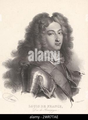 Portrait of Louis, Duke of Burgundy, Dauphin of France, Louis de France, duc de Bourgogne (title on object), print maker: Nicolas Maurin, printer: veuve Delpech (Naudet), Paris, 1825 - 1842, paper, height 443 mm × width 310 mm, print Stock Photo