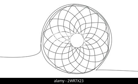 continuous drawing of one line of a round spiral, a dream catcher web. Focus concentration exercise sport. Business goal metaphor concept Stock Vector