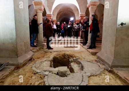 Quedlinburg, Germany. 11th Mar, 2024. The site of a baptismal font of ...